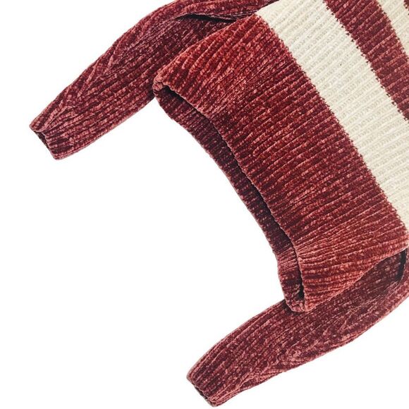 LA Hearts Cropped Striped Chenille Pullover Sweater Small Red White Cozy Fall - Picture 2 of 7